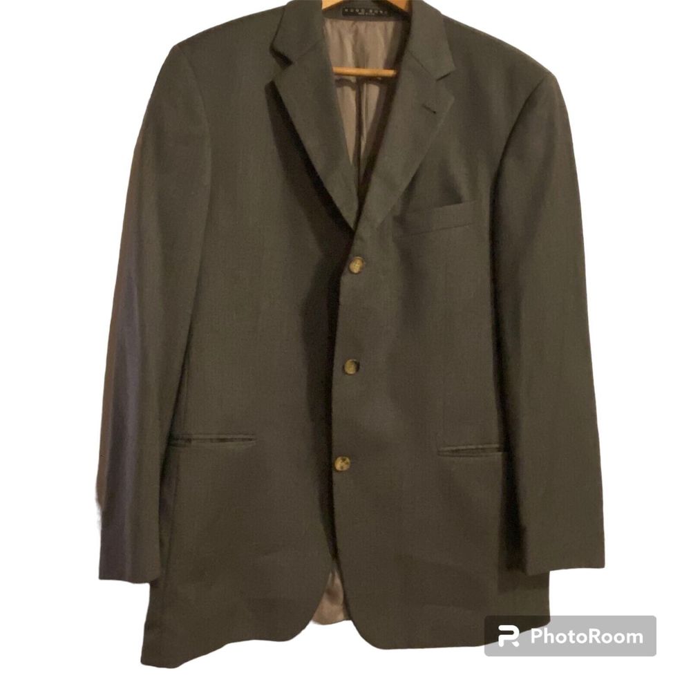 VTG Hugo Boss Mens EINSTEIN / SIGMA Sport Coat Three Button Gray Virgin Wool 40R